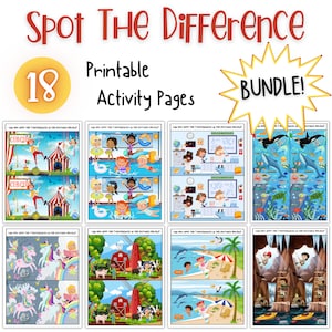 Spot The Difference Bundle, Printable Games For Kids, I Spy Games