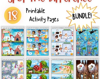 Spot The Difference Bundle, Printable Games For Kids, I Spy Games