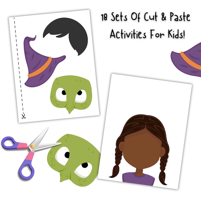 Printable Halloween Crafts for Kids, Cut and Paste Activities, Instant ...