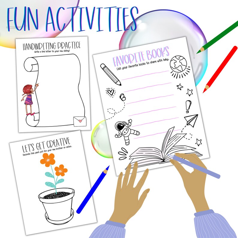Big Sister Activity Pages, Printable Coloring and Activity Pages for A ...