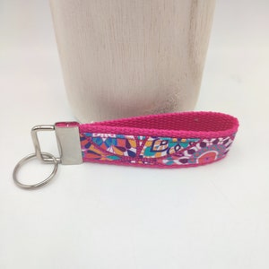 Porte clés sangle coton Rose fushia