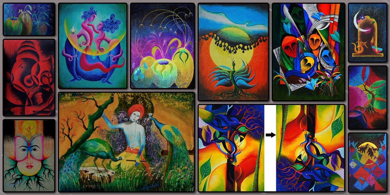 The Jangal Oil Color on Canvas Painting Animals Tree Etsy