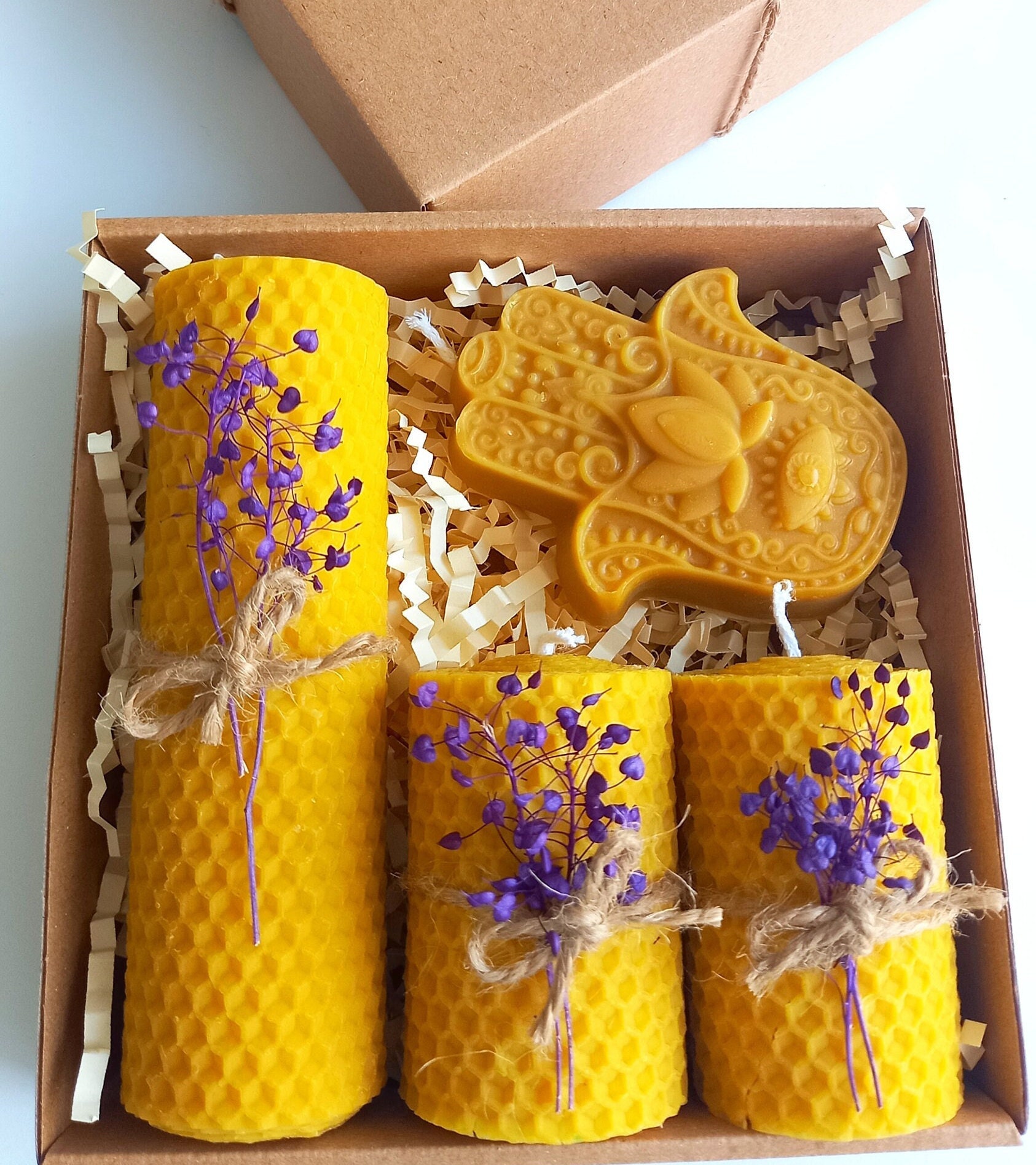 Beeswax Candle Gift Set. Natural Wax Candles. Dekorative Candle. Gift Box.  Decor Candle Natural Bees Wax Candles. Set of 4 Wholesale Candles 