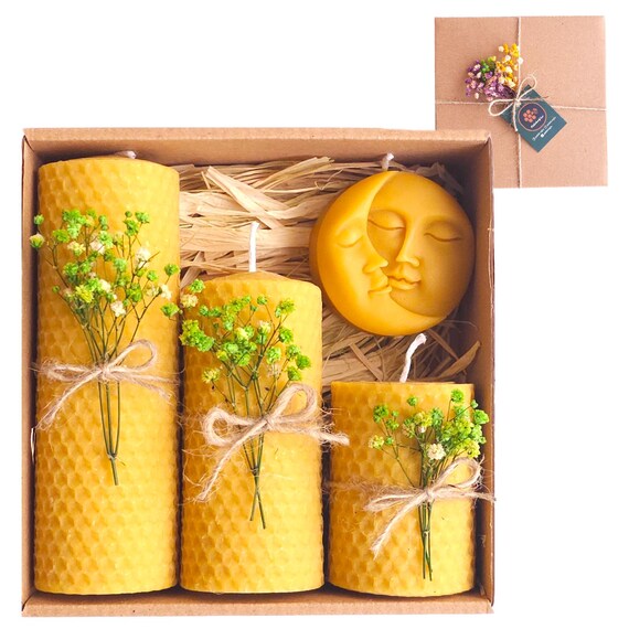 Handgemachte Bienenwachskerze Geschenkset Naturkerzen