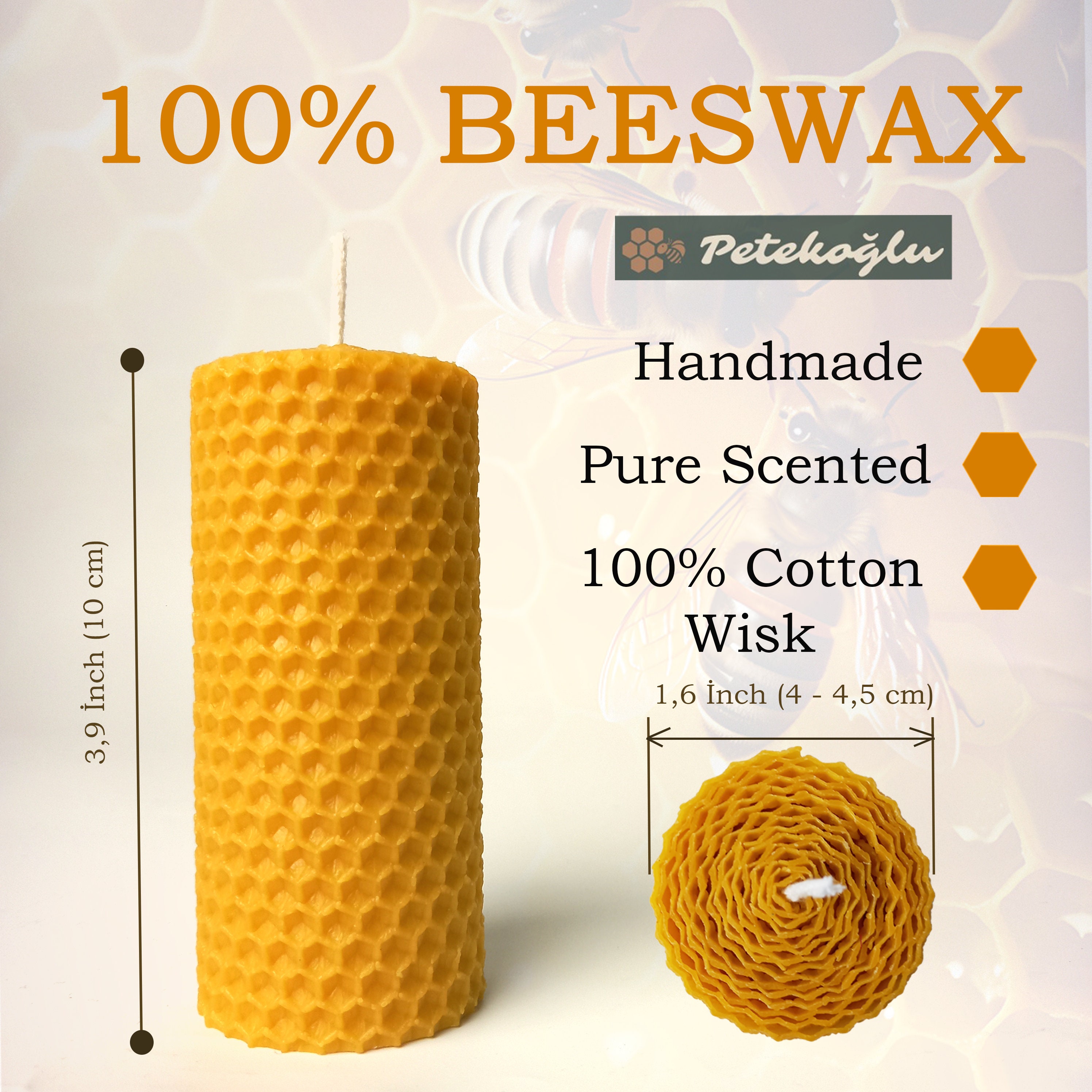 Beeswax Candle 100 Natural Wax. Candle Ift Set. Honey Aroma. Allergy
