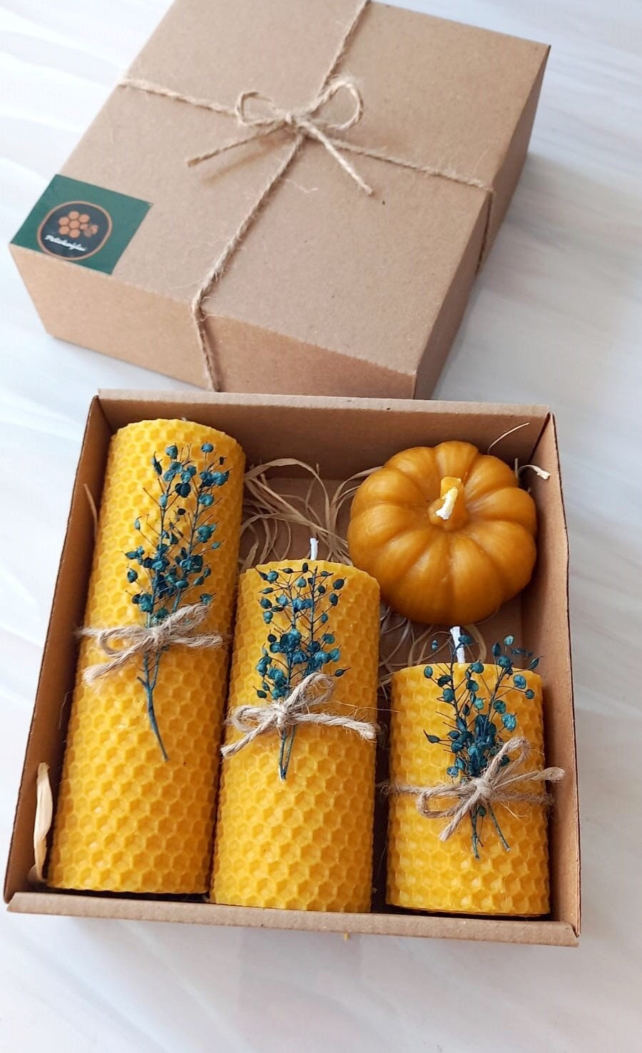 Beeswax Candle Gift Set Natural Honeycomb Candles, Decorative Gift Box