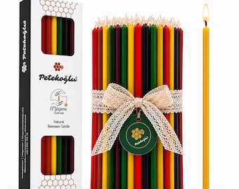 Beeswax Candles 40 Pack Multi Color Thin Taper Candles Handmade Ritual Meditation Birthday Cake Church Prayer Candle Set