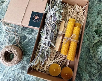 Beeswax candles Candles gift set Palo santo ritual set Salvia White Sage Candles gift box gift  for Christmas Handmade Wholesale candles box