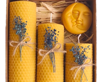 Handmade Beeswax Candle Gift Set Natural Decor Candles
