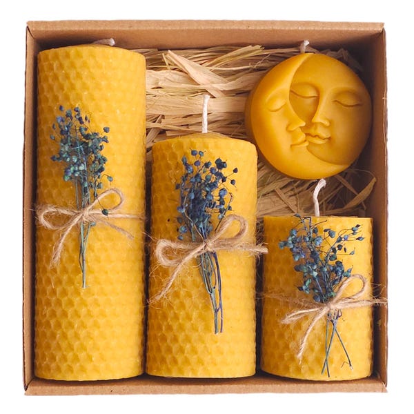 Handmade Beeswax Candle Gift Set Natural Decor Candles