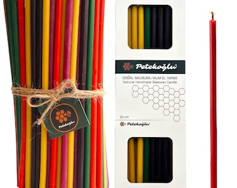 40 Handmade Beeswax Candles – Multi-Color Candle Sticks Set for Meditation, Ritual, Church, Gift, Holiday