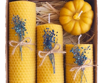 Beeswax Candle Gift Set Natural Honeycomb Candles, Decorative Gift Box