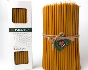 40 Natural Beeswax Stick Candles 7.8&quot; Hand-Poured Ritual Candles