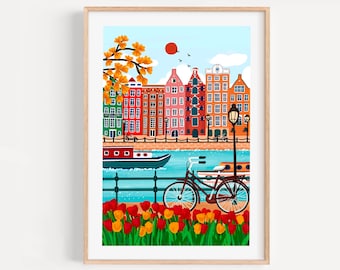 Amsterdam print, digital download, Netherland print, travel gift, art print, printable wall art, home decor, wall decor, housewarming gift