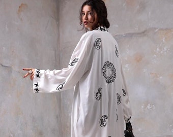 Women's Long Kinomo,Embroidered Kinomo,Spring Jackets,Cover Up,Kimono Robe,Women Jackets