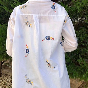 Women's White Embroidered Cotton Shirt image 2