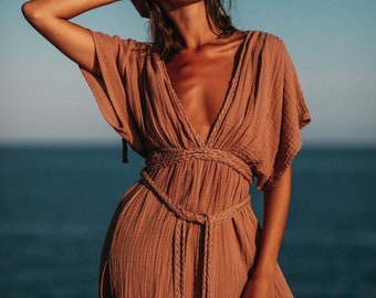 Vestido largo de verano, vestido boho, vestido de verano con aberturas, vestido de diosa griega, vestido helen, vestido de novia, algodón orgánico