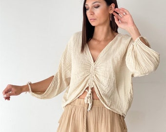 Bluse für Frauen, Natur Bluse, umweltfreundliche Bluse, Boho Bluse, Vintage Bluse, Shirt für Frauen, Alltagskleidung