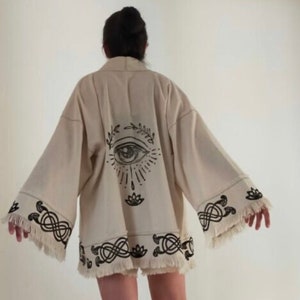 Kimono Robe, Boho Dress, Yoga Dress, Beige kimono, Long Kimono, Kimono for women, Ecofriendly Kimono, Gift for her