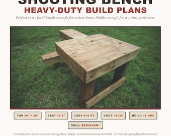 Heavy-Duty Shooting Bench Build Plans | 6x6 Legs, Beginner DIY (PDF Download)