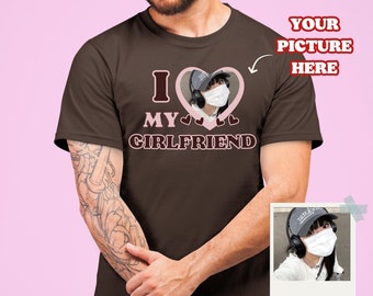 J'aime mon image personnalisée de chemise de petite amie, cadeau pour lui, cadeau pour sa chemise, chemise de couple de Valentine, chemise personnalisée de petite amie