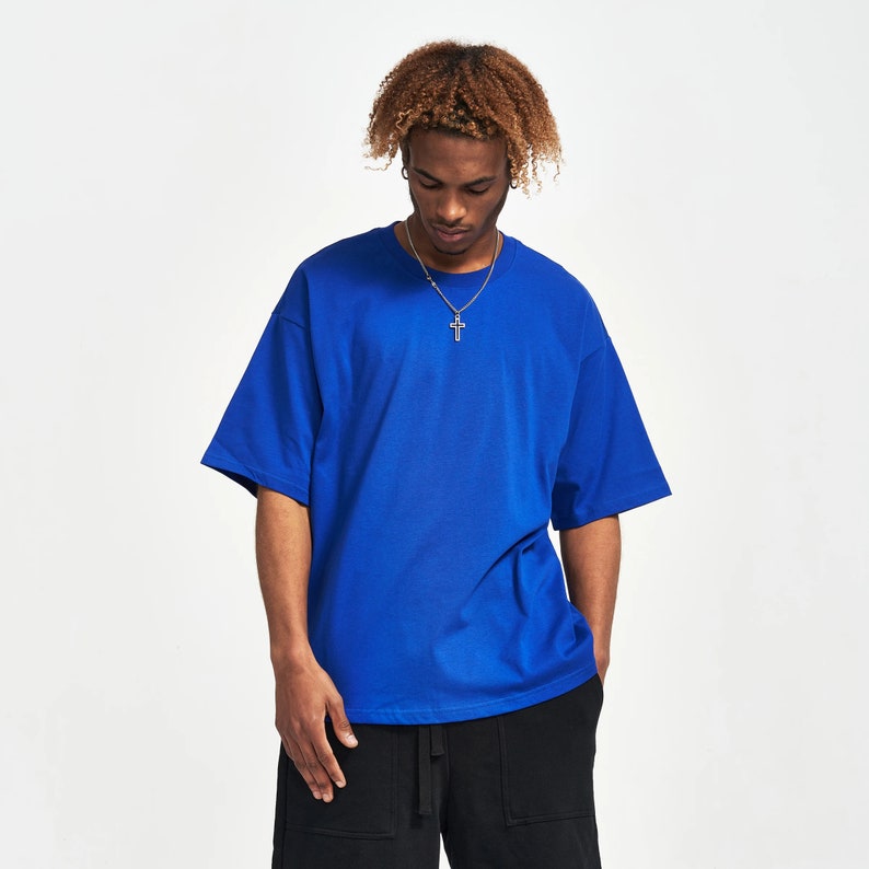 High Quality Streetwear Unisex Boxy T-Shirt Summer Oversized T-Shirt Casual & Comfortable Tees T-shirt for Gym Quality Blank Tee Sapphire Blue