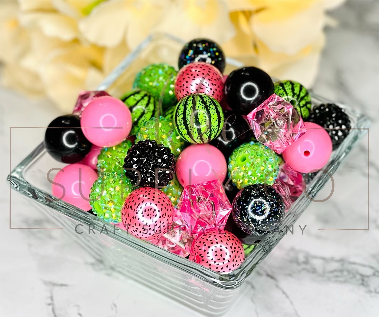 Watermelon 20mm Bubblegum Bead Mix Bubblegum Beads Keychain Etsy