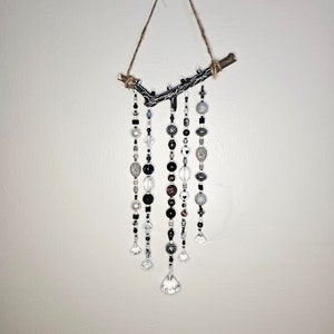 Black Driftwood Suncatcher | Boho Decor | Driftwood Suncatcher | Witch Decor | Gifts for Her | Suncatcher | Beaded Suncatcher |Driftwood Art