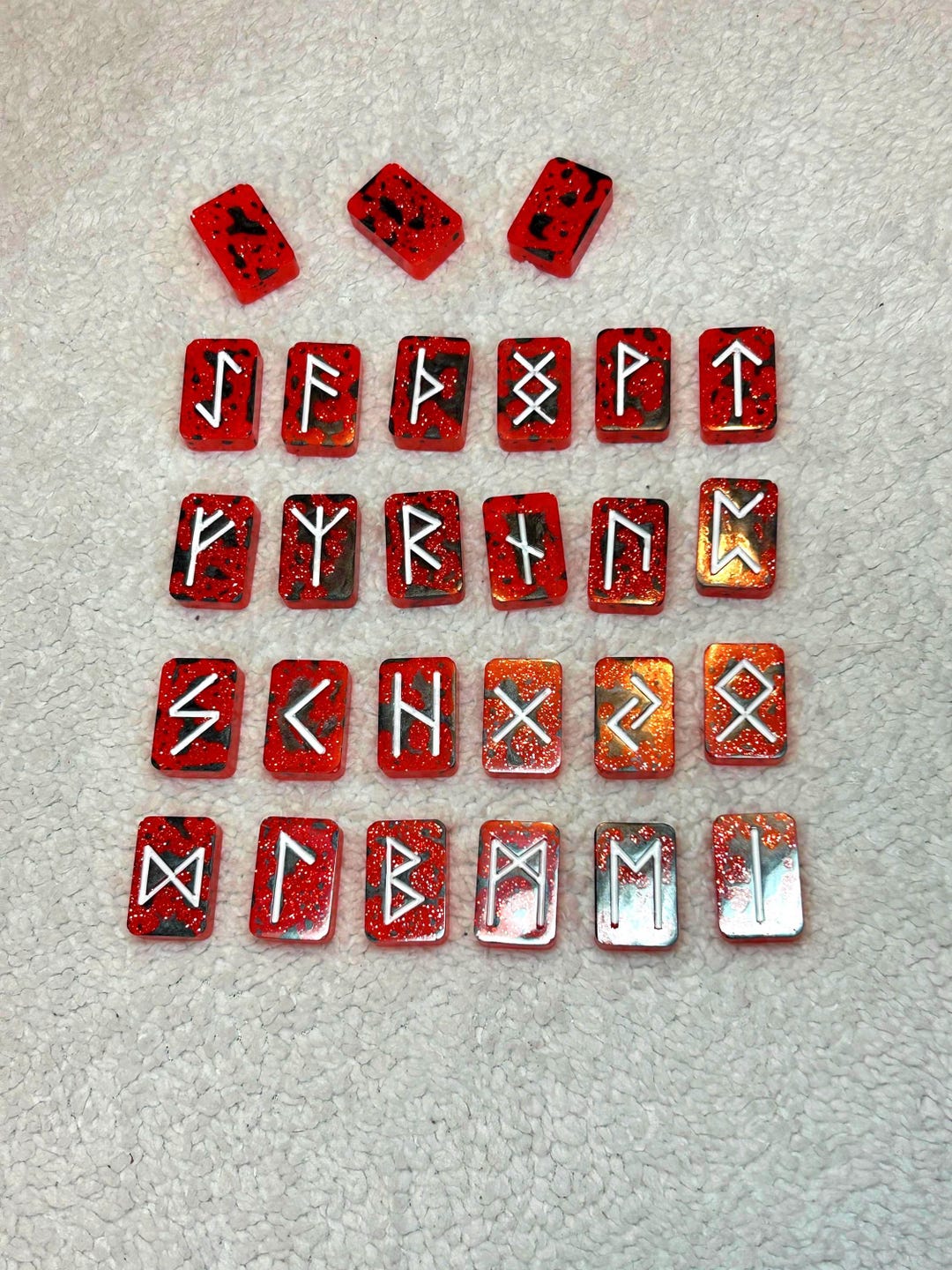 Elder Futhark Runes 24 + 3 Blanks Set, Red & Black - Etsy