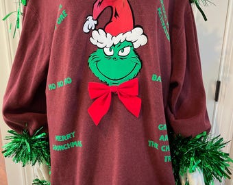Pull De Noël Grinch Pour Femme - Sweatshirt Ample à Manches Longues, Design Humoristique Et Confortable