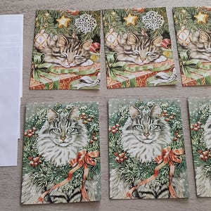 Biglietti di Natale con gatti "Miss December" e "Not a Creature Was Stirring" / Biglietti con licenza Jan Benz 5x7 con buste / Perfetti per gli amanti dei gatti