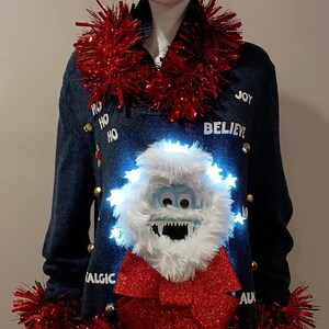 Mens Ugly Christmas Sweater Size M for Holiday Parties With Light