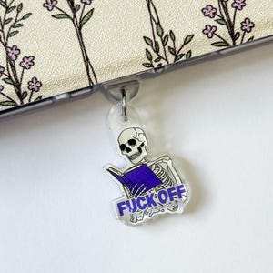 F*ck Off I’m Reading Kindle Charm | Bookish Charm, Book Lover Gift, Kindle Dust Plug, Kindle Accessory, Bookish Accessory, Spooky Reader