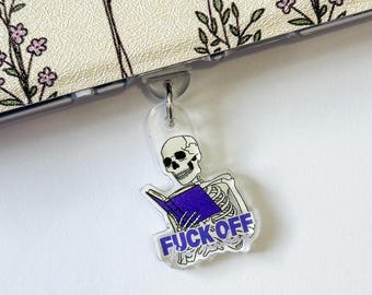 F*ck Off I’m Reading Kindle Charm | Bookish Charm, Book Lover Gift, Kindle Dust Plug, Kindle Accessory, Bookish Accessory, Spooky Reader