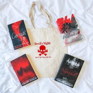 Des Teufels Nacht gestickte Tasche | Bookish Tote, Geschenk für Buchliebhaber, Romance Reader, Des Teufels Nacht Serie von Penelope Douglas Merch, Bookish Geschenk