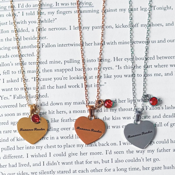 Romance Reader Heart Necklace | Bookish Gifts | Bookish Jewelry | Romance Reader | Bookish Necklace | Dark Romance Reader | Smut Reader