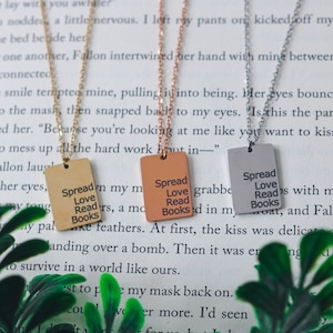 Spread Love Read Books Necklace | Bookish Gifts | Bookish Jewelry | Romance Reader | Bookish Necklace | Dark Romance Reader | Smut Reader