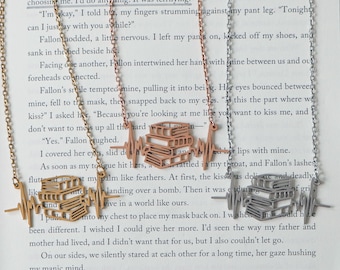 Book EKG Necklace | Stainless Steel Bookish Jewelry