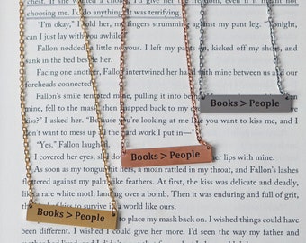 Books Over People Necklace | Stainless Steel Book Lover Gift