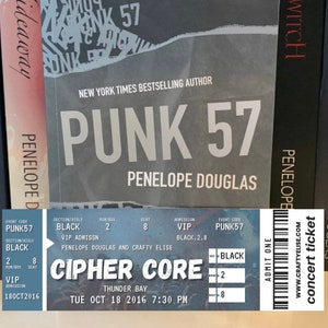 Cipher Core Concert Ticket Bookmark | Punk 57 by Penelope Douglas Merch | Rockstar Romance | PenPal Romance | Dark Romance Reader