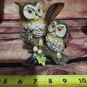 Vintage Homco Two owls figurine 6.5&quot; tall