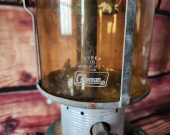Vintage Coleman Lantern 220F/228F Pyrex Amber Globe 10/1964