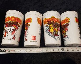 Vintage 1989 Hardee's The Moose Plastikbecher Weihnachten Coca Cola Rare Sammlerstück