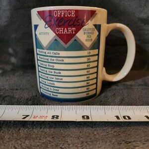Vintage 1987 Hallmark Office Exercise Chart Ceramic Novelty Mug