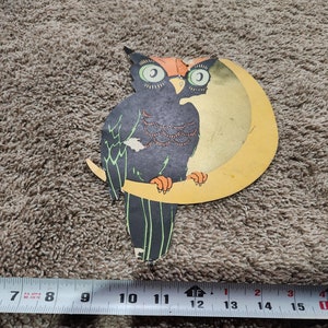 vintage 10&quot; 1950s Halloween Owl decoration hanging wall art
