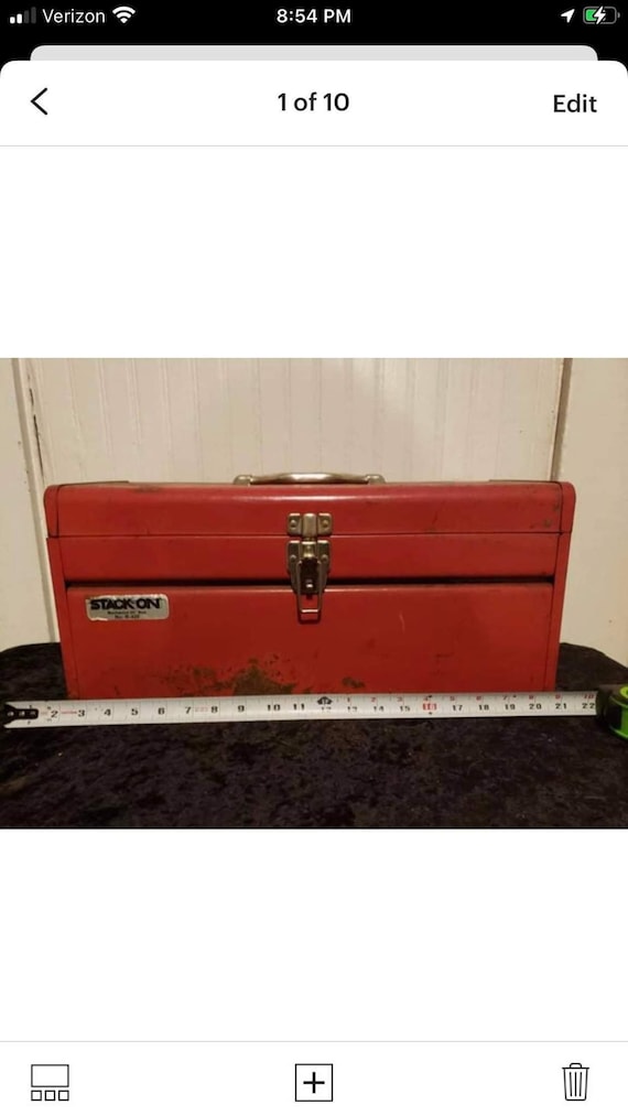 A Vintage Stack-on 20 Metal Red Tool Box Heavy Duty Flat Top With