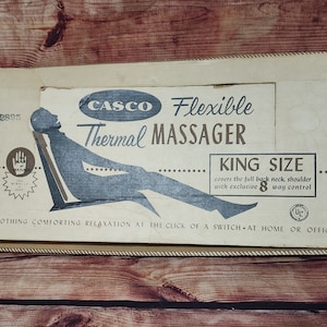 Vintage NOS Casco Flexible Thermal Massager Heated Vibrating Remote Control King Size Massager with original box WORKS