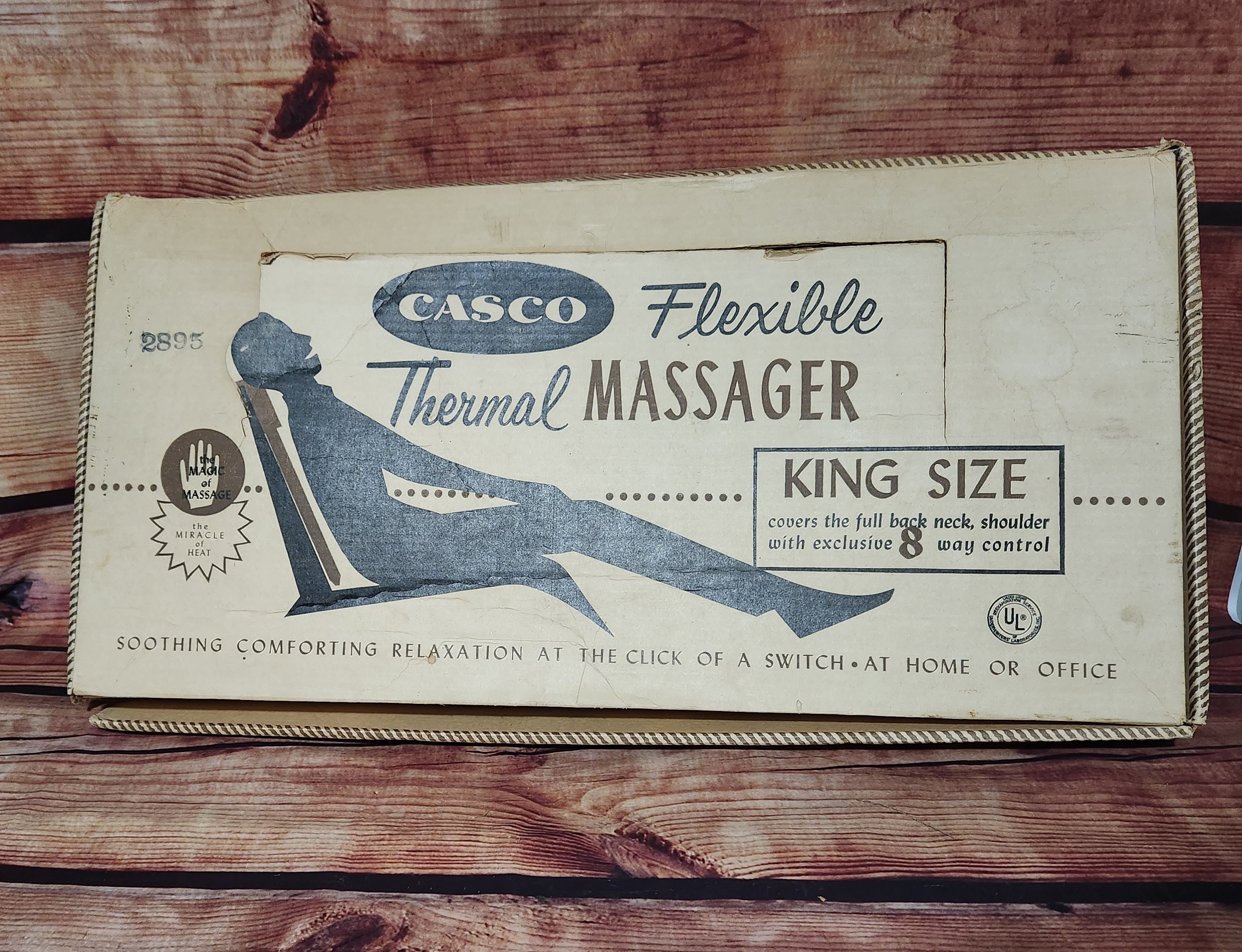 Vintage NOS Casco Flexible Thermal Massager Heated Vibrating Remote Control King Size Massager with original box WORKS