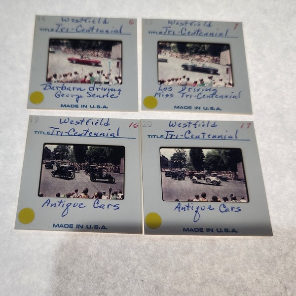 Lot of 4 1960s Vintage Westfield Massachusetts 35mm Film Slides Tri Centennial Parade antique cars