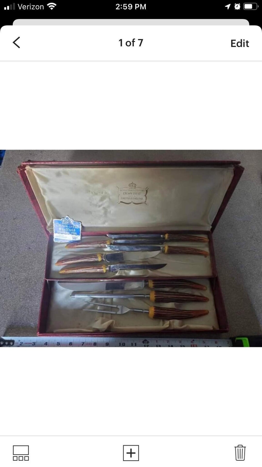 Vintage Sheffield Stainless Steel Blades Crown Crest England Cutlery